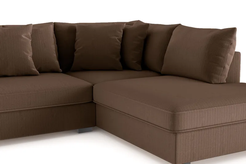 Rossita 4-sits Högervänd L-formad Djup Schäslongsoffa i Manchester - Brun - Möbler - Soffa - Divansoffor & schäslongsoffa