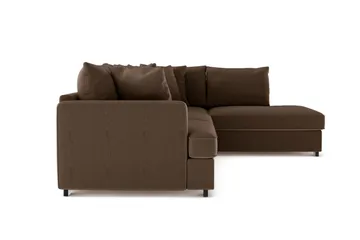 Rossita 4-sits Högervänd L-formad Djup Schäslongsoffa i Manchester - Brun - Möbler - Soffa - Divansoffor & schäslongsoffa