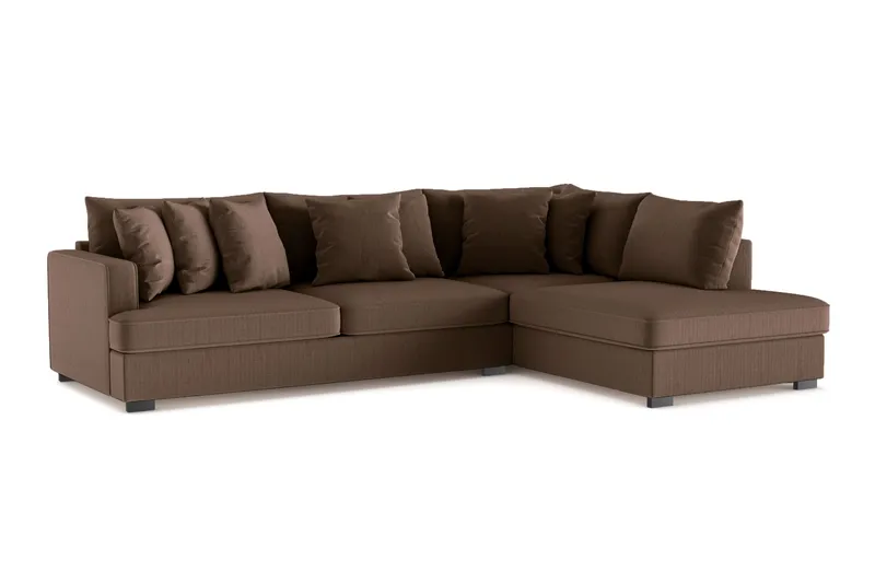 Rossita 4-sits Högervänd L-formad Djup Schäslongsoffa i Manchester - Brun - Möbler - Soffa - Divansoffor & schäslongsoffa