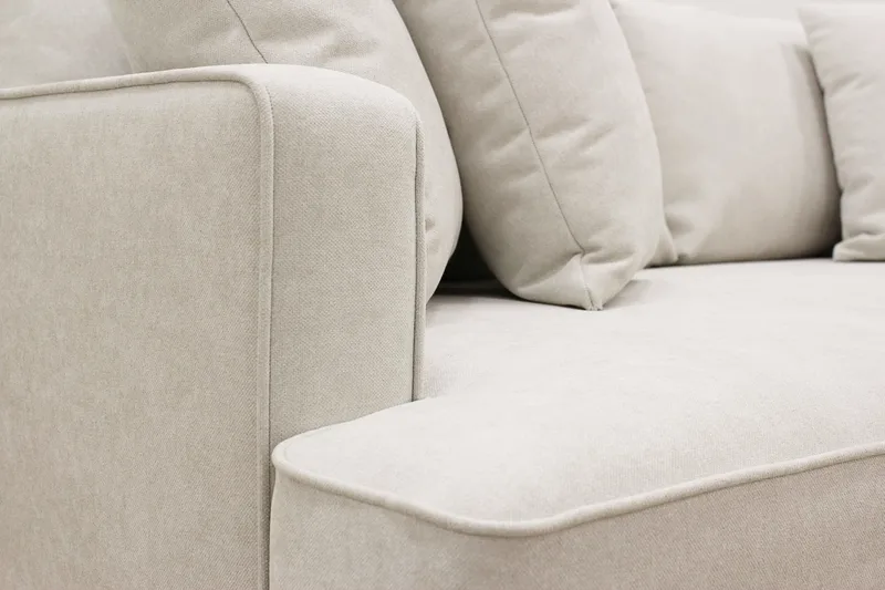 Rossita 4-sits Högervänd L-formad Djup Schäslongsoffa i Tyg - Beige - Möbler - Soffa - Divansoffor & schäslongsoffa
