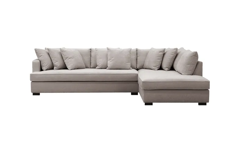 Rossita 4-sits Högervänd L-formad Djup Schäslongsoffa med Hel dyna i Chenille, Trenza 08, Grå/Brun Chenille