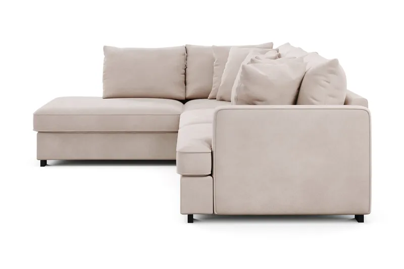 Rossita 4-sits Vänstervänd L-formad Djup Schäslongsoffa i Sammet - Beige - Möbler - Soffa - Divansoffor & schäslongsoffa