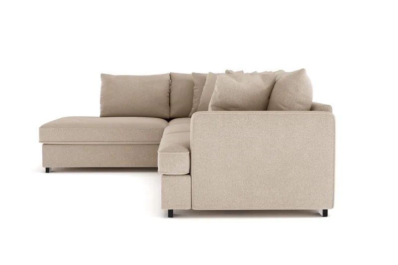 Rossita 4-sits Vänstervänd L-formad Djup Schäslongsoffa i Tyg - Beige - Möbler - Soffa - Divansoffor & schäslongsoffa