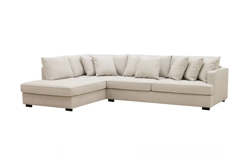Rossita 4-sits Vänstervänd L-formad Djup Schäslongsoffa i Tyg - Beige - Möbler - Soffa - Divansoffor & schäslongsoffa