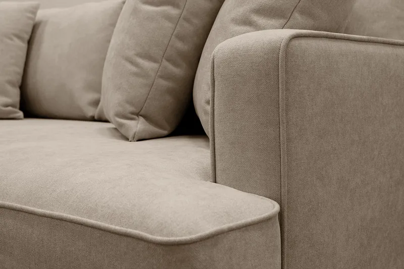 Rossita 4-sits Vänstervänd L-formad Djup Schäslongsoffa i Tyg - Brun - Möbler - Soffa - Divansoffor & schäslongsoffa
