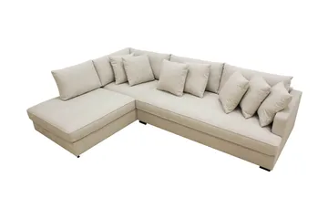 Rossita 4-sits Vänstervänd L-formad Djup Schäslongsoffa med Hel dyna i Tyg - Beige - Möbler - Soffa - Divansoffor & schäslongsoffa