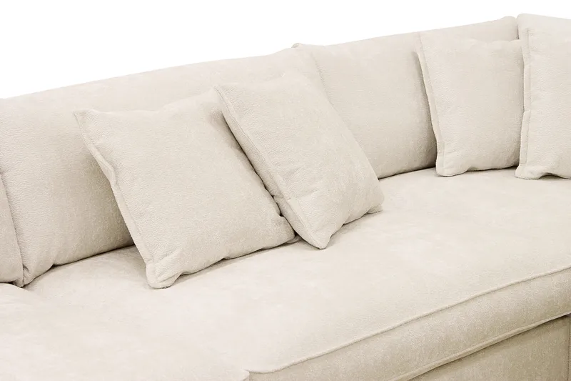 Rossita Lyx 4-sits Högervänd L-formad Extra Djup Schäslongsoffa i Chenille - Trenza 06, Beige Chenille - Möbler - Soffa - Divansoffor & schäslongsoffa