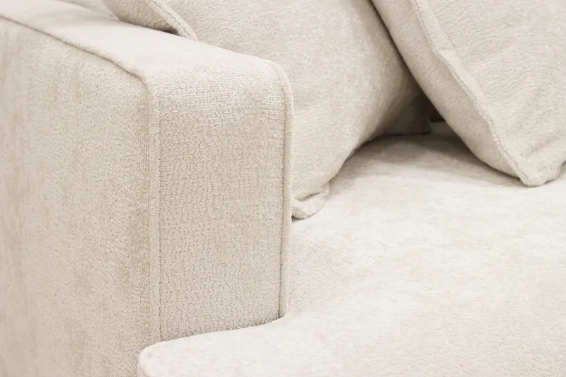 Rossita Lyx 4-sits Högervänd L-formad Extra Djup Schäslongsoffa i Chenille - Trenza 06, Beige Chenille - Möbler - Soffa - Divansoffor & schäslongsoffa