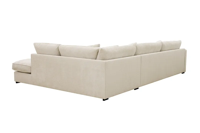 Rossita Lyx 4-sits Högervänd L-formad Extra Djup Schäslongsoffa i Chenille - Trenza 06, Beige Chenille - Möbler - Soffa - Divansoffor & schäslongsoffa