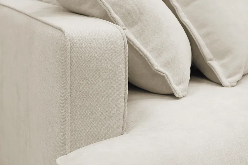 Rossita Lyx 4-sits Högervänd L-formad Extra Djup Schäslongsoffa i Tyg - Beige Tyg - Möbler - Soffa - Divansoffor & schäslongsoffa