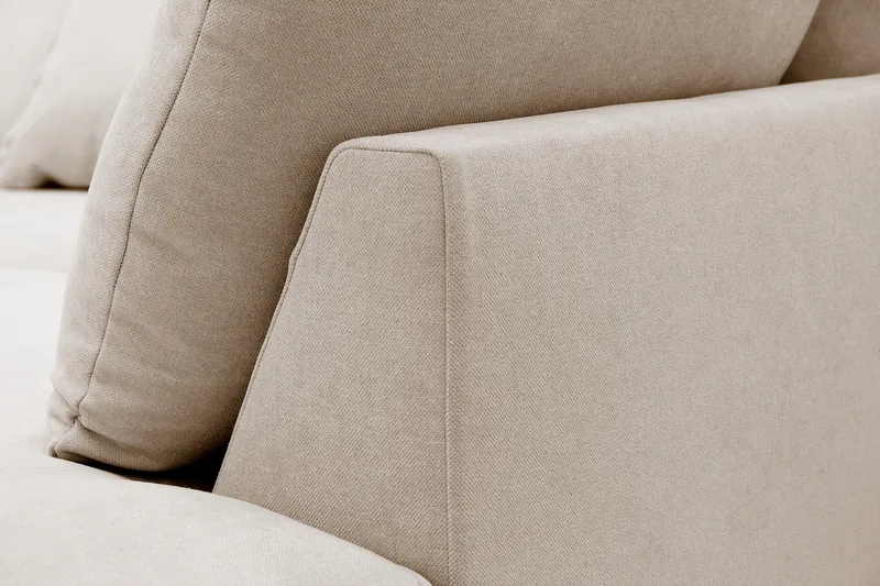 Rossita Lyx 4-sits Högervänd L-formad Extra Djup Schäslongsoffa i Tyg - Beige Tyg - Möbler - Soffa - Divansoffor & schäslongsoffa