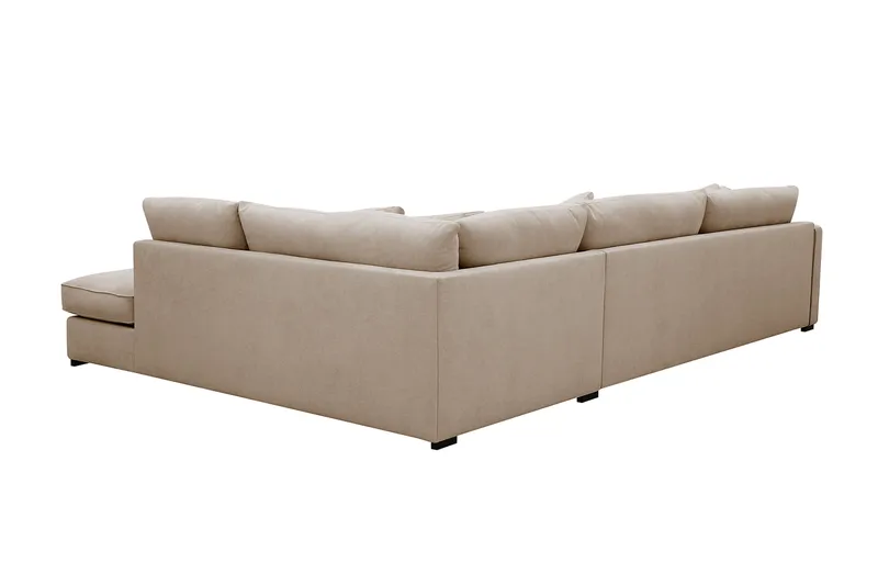 Rossita Lyx 4-sits Högervänd L-formad Extra Djup Schäslongsoffa i Tyg - Beige Tyg - Möbler - Soffa - Divansoffor & schäslongsoffa