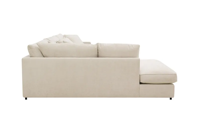 Rossita Lyx 4-sits Vänstervänd L-formad Extra Djup Schäslongsoffa i Chenille - Beige Chenille - Möbler - Soffa - Divansoffor & schäslongsoffa