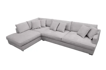 Rossita Lyx 4-sits Vänstervänd L-formad Extra Djup Schäslongsoffa i Chenille - Grå Chenille - Möbler - Soffa - Divansoffor & schäslongsoffa