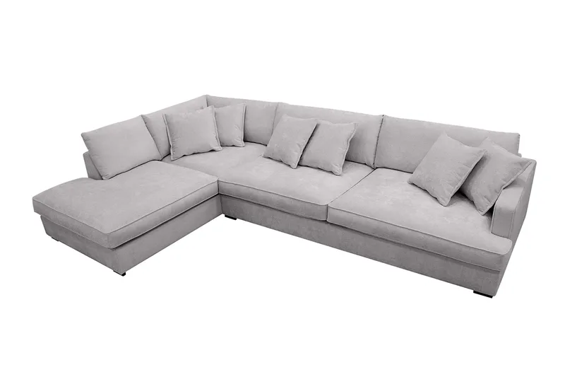 Rossita Lyx 4-sits Vänstervänd L-formad Extra Djup Schäslongsoffa i Chenille - Grå Chenille - Möbler - Soffa - Divansoffor & schäslongsoffa