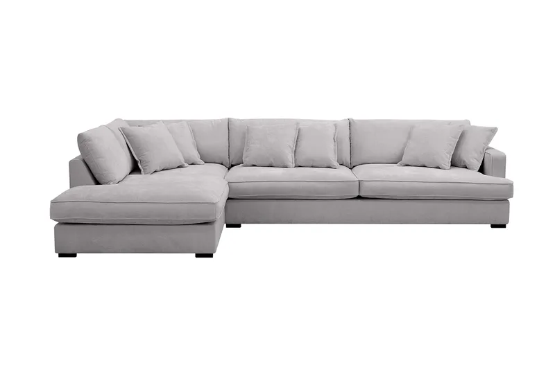 Rossita Lyx 4-sits Vänstervänd L-formad Extra Djup Schäslongsoffa i Chenille, Grå Chenille