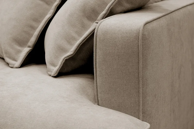 Rossita Lyx 4-sits Vänstervänd L-formad Extra Djup Schäslongsoffa i Tyg - Brun Tyg - Möbler - Soffa - Divansoffor & schäslongsoffa