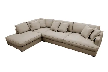 Rossita Lyx 4-sits Vänstervänd L-formad Extra Djup Schäslongsoffa i Tyg - Brun Tyg - Möbler - Soffa - Divansoffor & schäslongsoffa