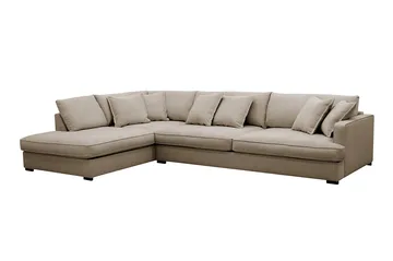 Rossita Lyx 4-sits Vänstervänd L-formad Extra Djup Schäslongsoffa i Tyg - Brun Tyg - Möbler - Soffa - Divansoffor & schäslongsoffa