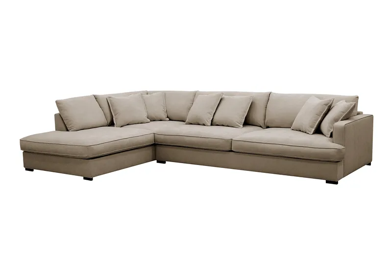 Rossita Lyx 4-sits Vänstervänd L-formad Extra Djup Schäslongsoffa i Tyg - Brun Tyg - Möbler - Soffa - Divansoffor & schäslongsoffa