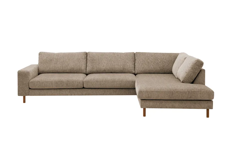 Scandi Djup 4-sits Soffa med Schäslong Höger i Chenille, Mörkbeige