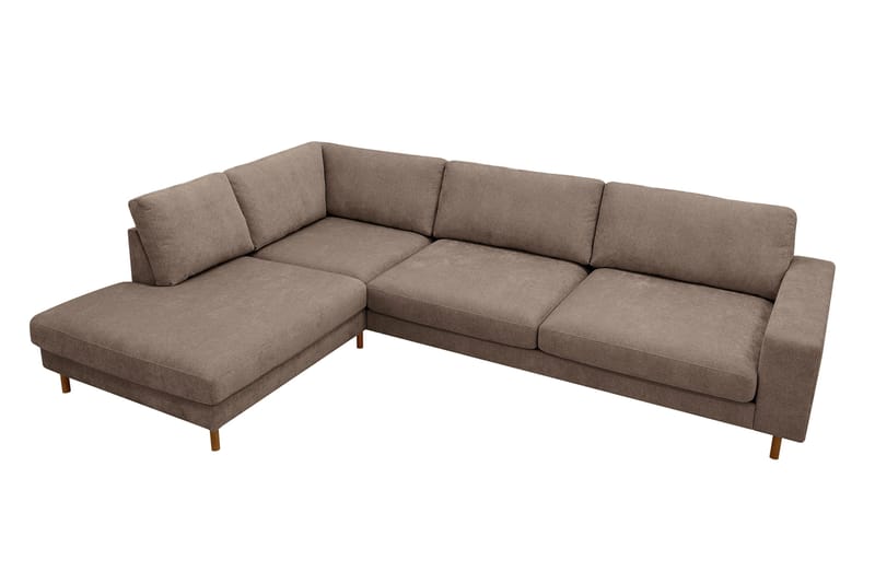 Scandi Djup 4-sits Soffa med Schäslong Vänster i Tyg - Mörkbrun - Möbler - Soffa - Divansoffor & schäslongsoffa