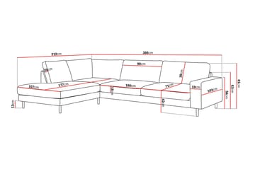 Scandi Djup 4-sits Soffa med Schäslong Vänster i Tyg - Mörkbrun - Möbler - Soffa - Divansoffor & schäslongsoffa