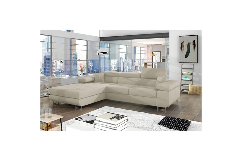 Sektionssoffa Eltap Armando 289x85x203 cm - Jarell 18, Ljusbeige, Vänster - Möbler - Soffa - Bäddsoffa - Bäddsoffa divan