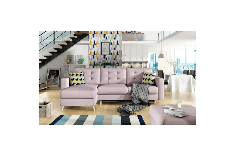 Sektionssoffa Eltap Asgard L 248x93x162 cm, Soro 61, Zigzag 53, Rosa, Mönster