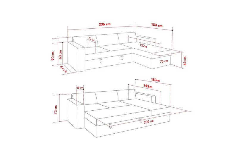 Tareen Soffa med Divan 3-sits - Beige - Möbler - Soffa - Bäddsoffa - Bäddsoffa divan