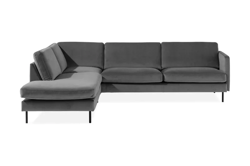 Teodin 2,5-sits Sammetssoffa med Schäslong Vänster, Ljusgrå