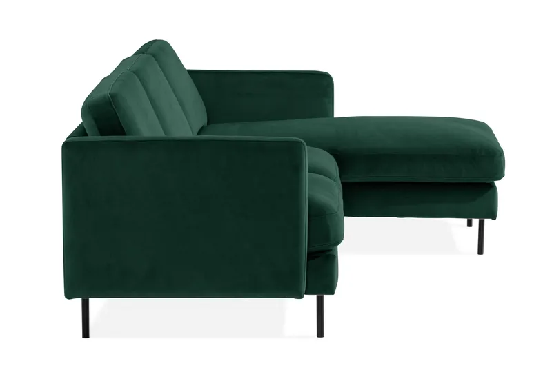 Teodin Sammetssoffa 2-sits med Divan Höger - Grön - Möbler - Soffa - Divansoffor & schäslongsoffa