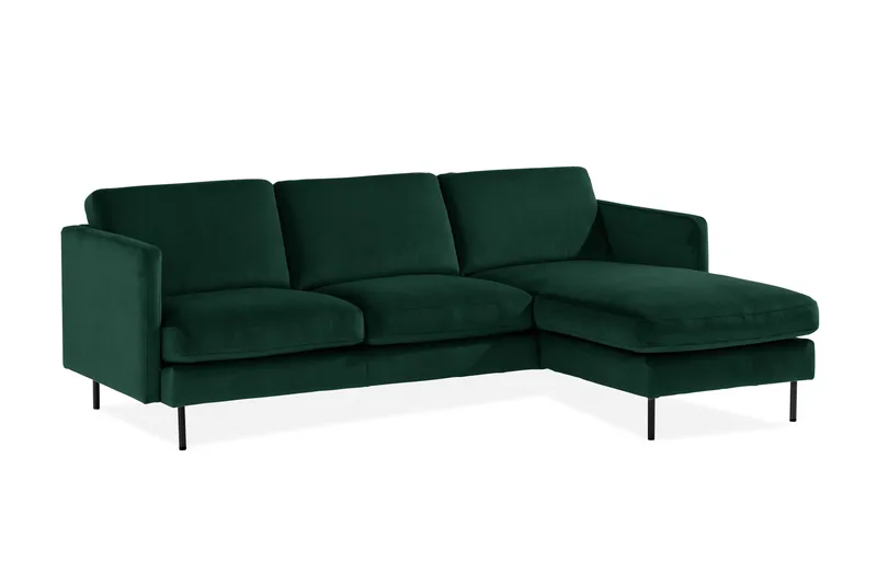 Teodin Sammetssoffa 2-sits med Divan Höger - Grön - Möbler - Soffa - Divansoffor & schäslongsoffa