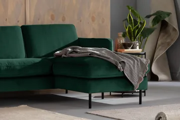 Teodin Sammetssoffa 2-sits med Divan Höger - Grön - M öbler - Soffa - Divansoffor & schäslongsoffa