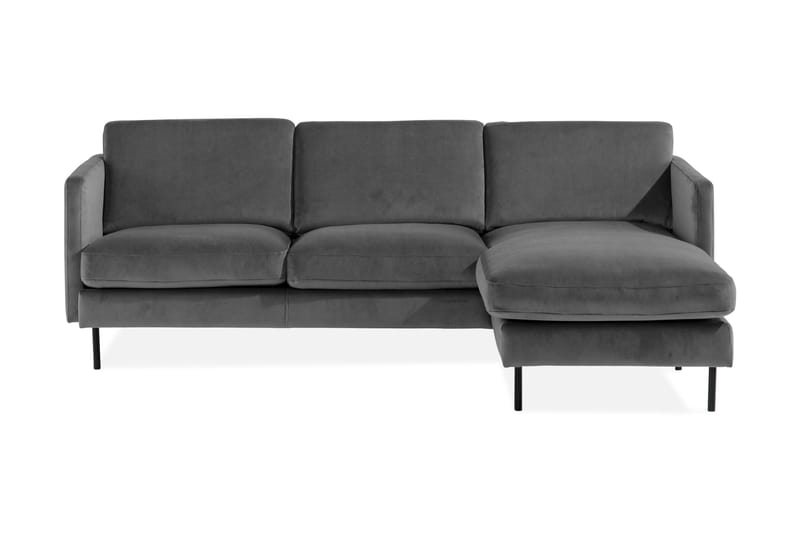 Teodin Sammetssoffa 2-sits med Divan Höger, Ljusgrå