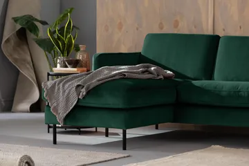 Teodin Sammetssoffa 2-sits med Divan Vänster - Grön - Möbler - Soffa - Divansoffor & schäslongsoffa