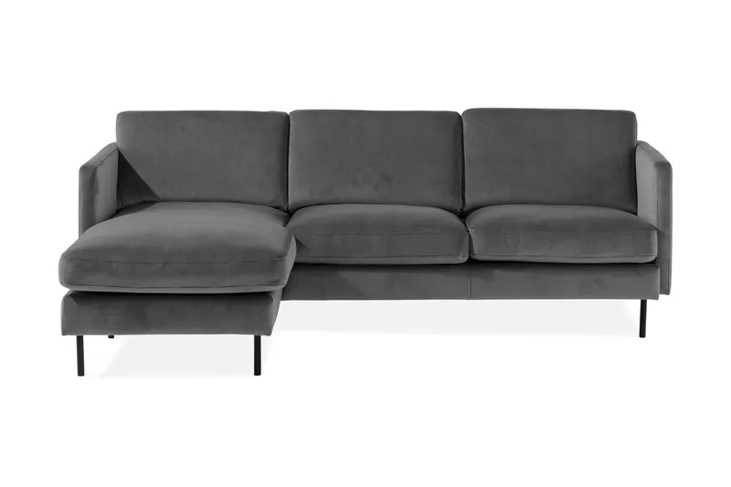 Teodin Sammetssoffa 2-sits med Divan Vänster, Ljusgrå