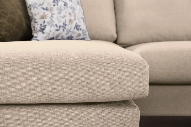 Trend 4-sits Högervänd L-formad Schäslongsoffa i Tyg 280 cm bred - Beige - Möbler - Soffa - Divansoffor & schäslongsoffa