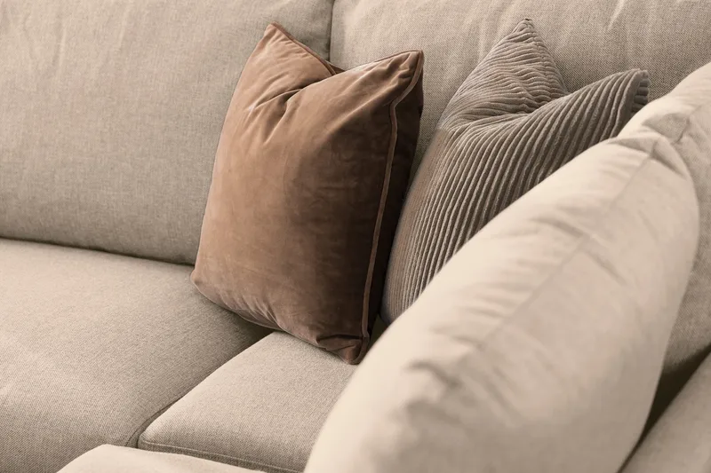 Trend 4-sits Vänstervänd L-formad Divansoffa i Tyg - Beige - Möbler - Soffa - Divansoffor & schäslongsoffa