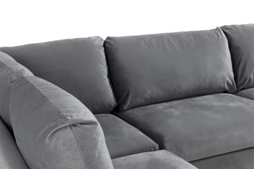 Trend 4-sits Vänstervänd L-formad Schäslongsoffa i Sammet - Ljusgrå - Möbler - Soffa - Divansoffor & schäslongsoffa