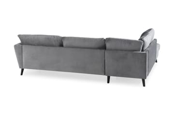 Trend 4-sits Vänstervänd L-formad Schäslongsoffa i Sammet - Ljusgrå - Möbler - Soffa - Divansoffor & schäslongsoffa