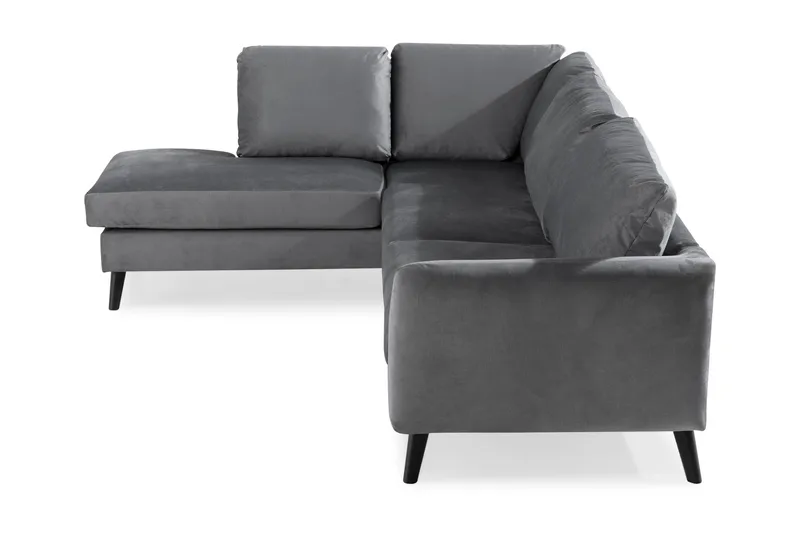 Trend 4-sits Vänstervänd L-formad Schäslongsoffa i Sammet - Ljusgrå - Möbler - Soffa - Divansoffor & schäslongsoffa
