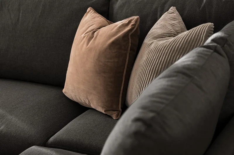 Trend 4-sits Vänstervänd L-formad Schäslongsoffa i Tyg - Svart - Möbler - Soffa - Divansoffor & schäslongsoffa