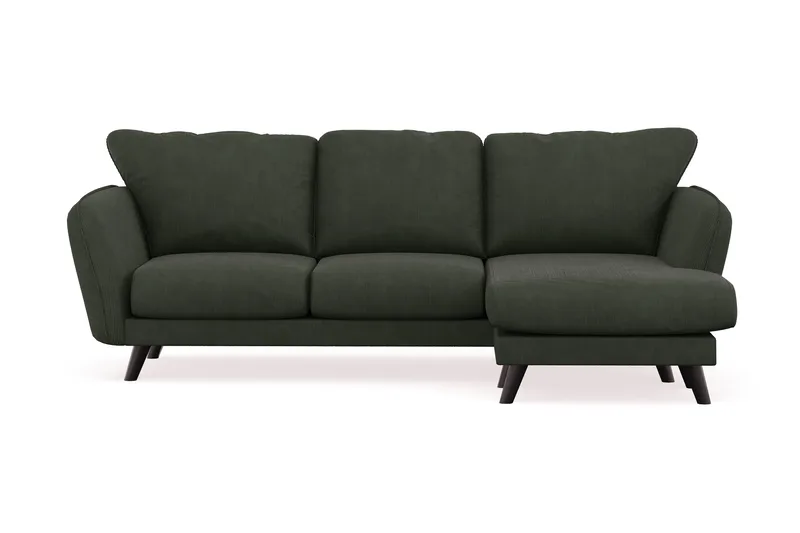 Trend Lyx 3-sits Högervänd L-formad Divansoffa i Manchester, Mörkgrön