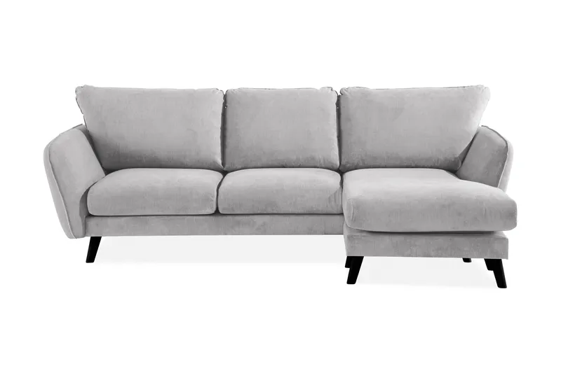Trend Lyx 3-sits Högervänd L-formad Divansoffa i Tyg, Ljusgrå
