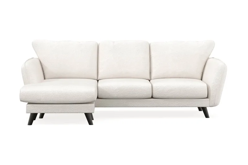 Trend Lyx 3-sits Vänstervänd L-formad Divansoffa i Bouclé, Vit