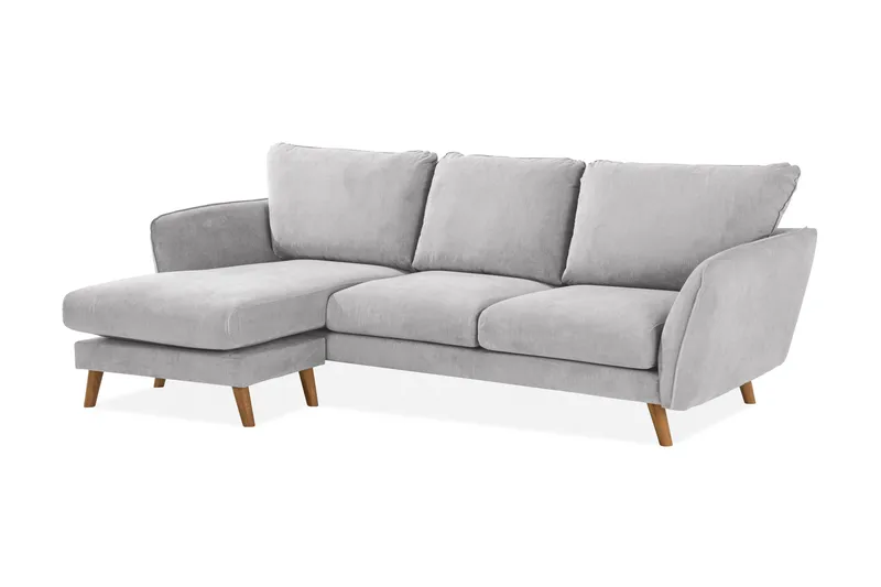 Trend Lyx 3-sits Vänstervänd L-formad Divansoffa i Tyg - Ljusgrå - Möbler - Soffa - Divansoffor & schäslongsoffa