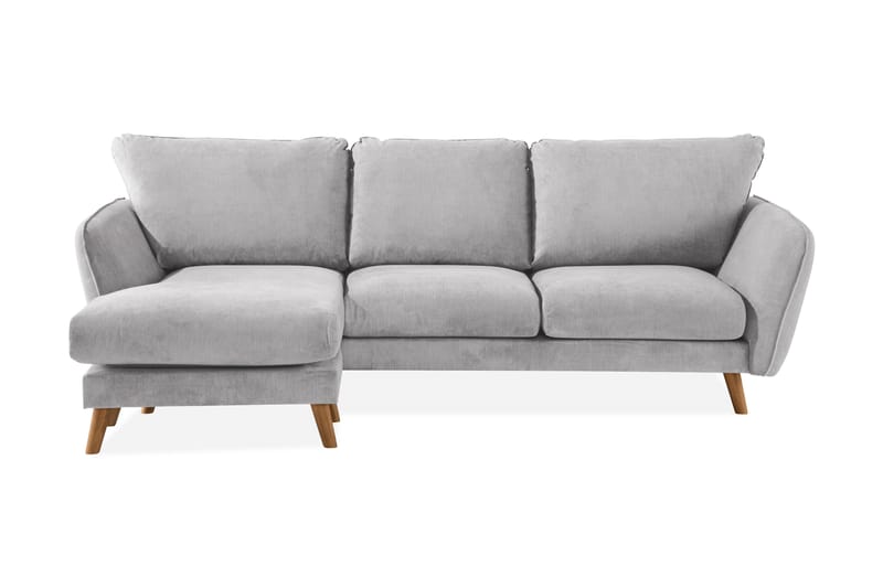 Trend Lyx 3-sits Vänstervänd L-formad Divansoffa i Tyg, Ljusgrå