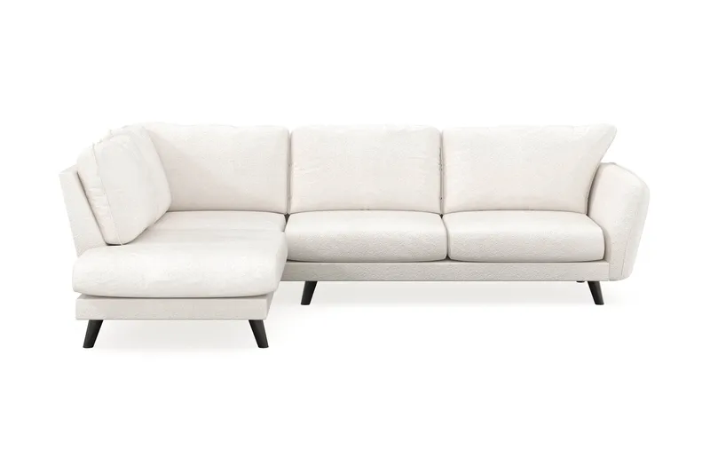 Trend Lyx 4-sits Vänstervänd L-formad Schäslongsoffa i Bouclé, Vit
