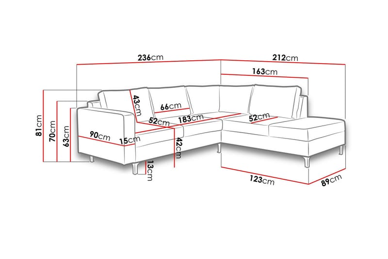 Truro 8-sits Soffa Höger - Svart - Möbler - Soffa - Divansoffor & schäslongsoffa